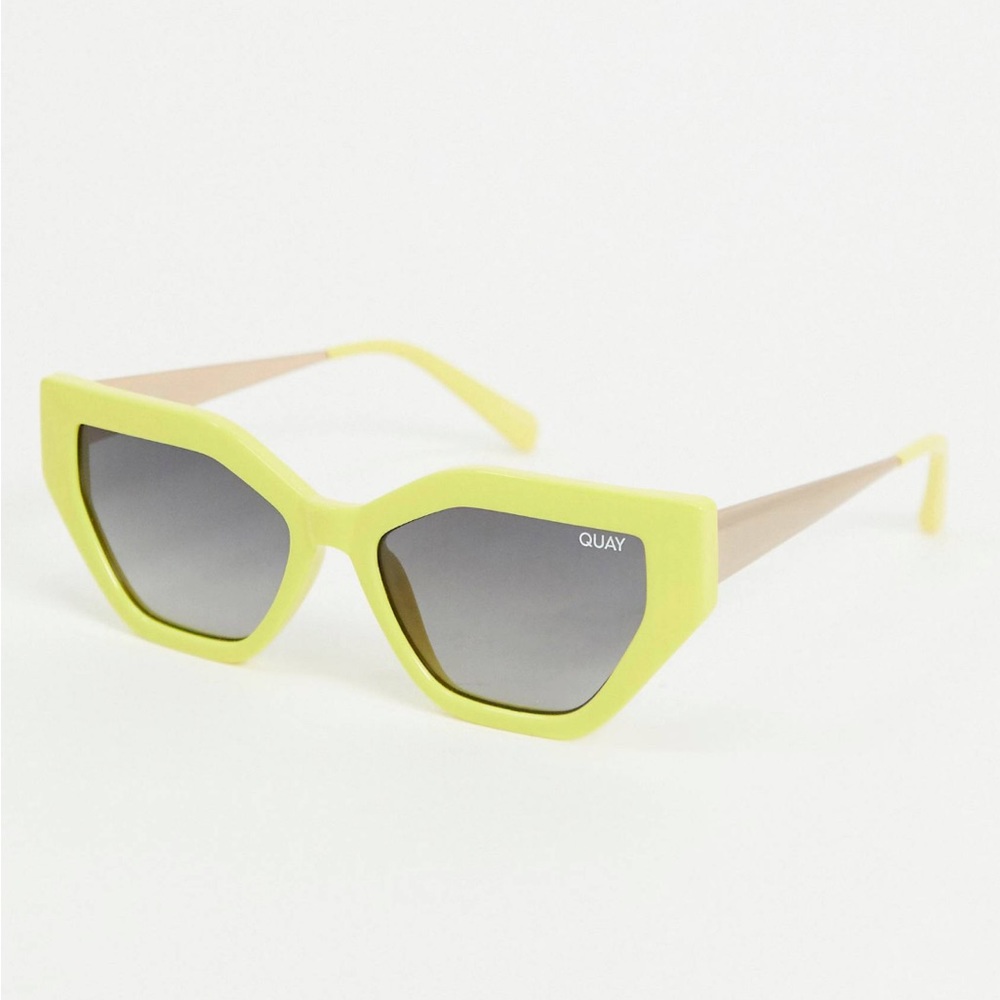 Quay Australia Vinyl slim cat eye sunglasses in yellow